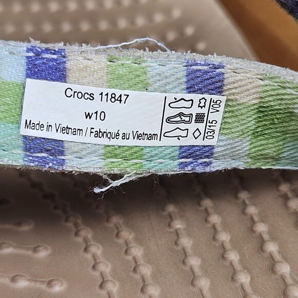 Crocs A Leigh Sandals Womens 10 Strappy Beige Slip On Casual Wedge Heels 11847 - Picture 11 of 13